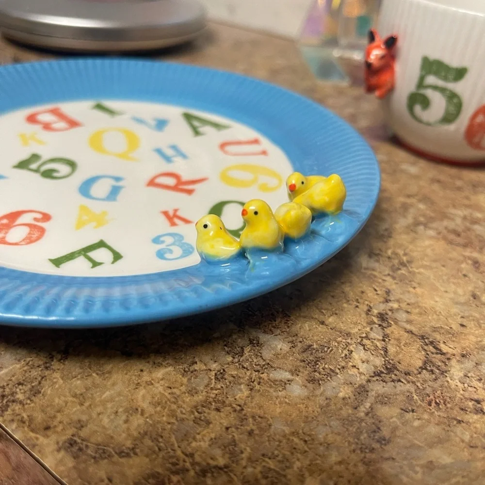 Anthropologie 3D Alphabet Cup and Saucer Set